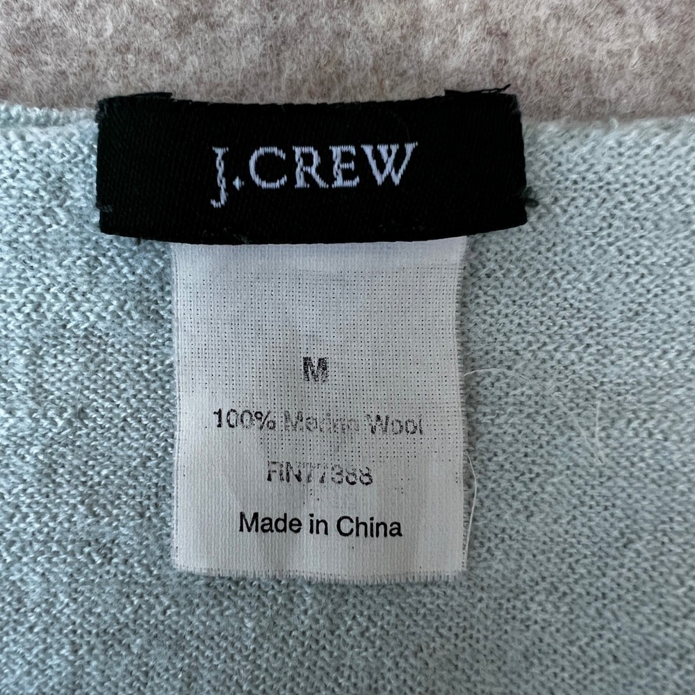 J.Crew Ruffle Cardigan Sweater Merino Wool S Fitted Women Seafoam Button Front - Picture 7 of 9